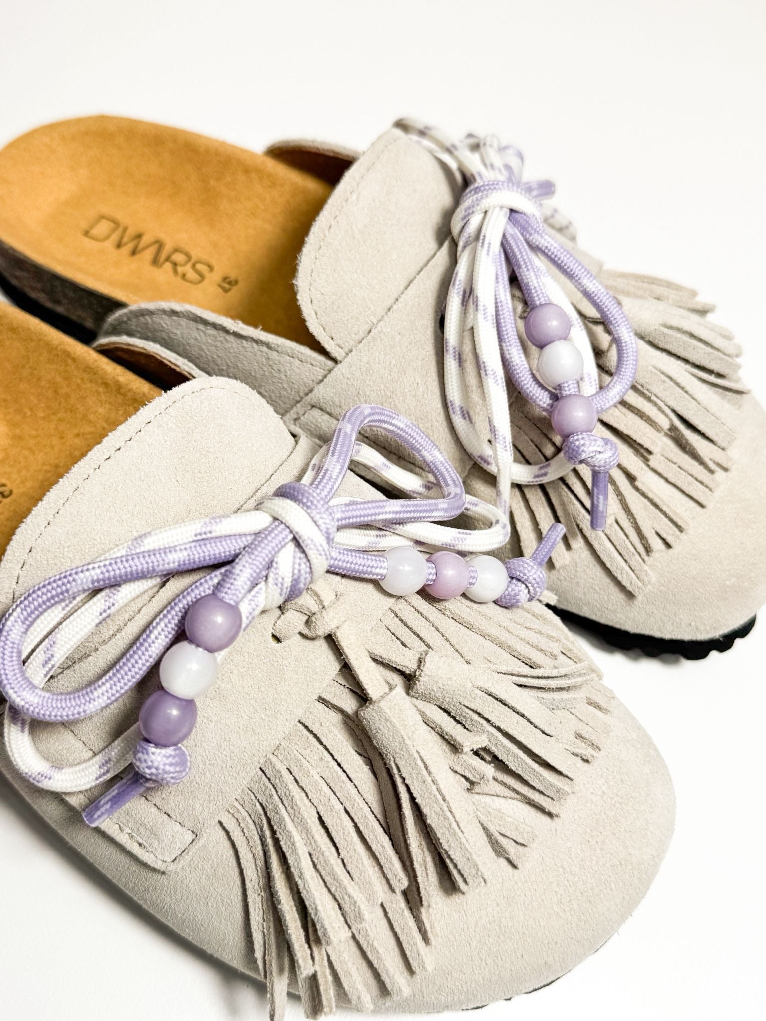 DWRS SAKAI slipper zand lila | Trendy leren slipper – DWRS label