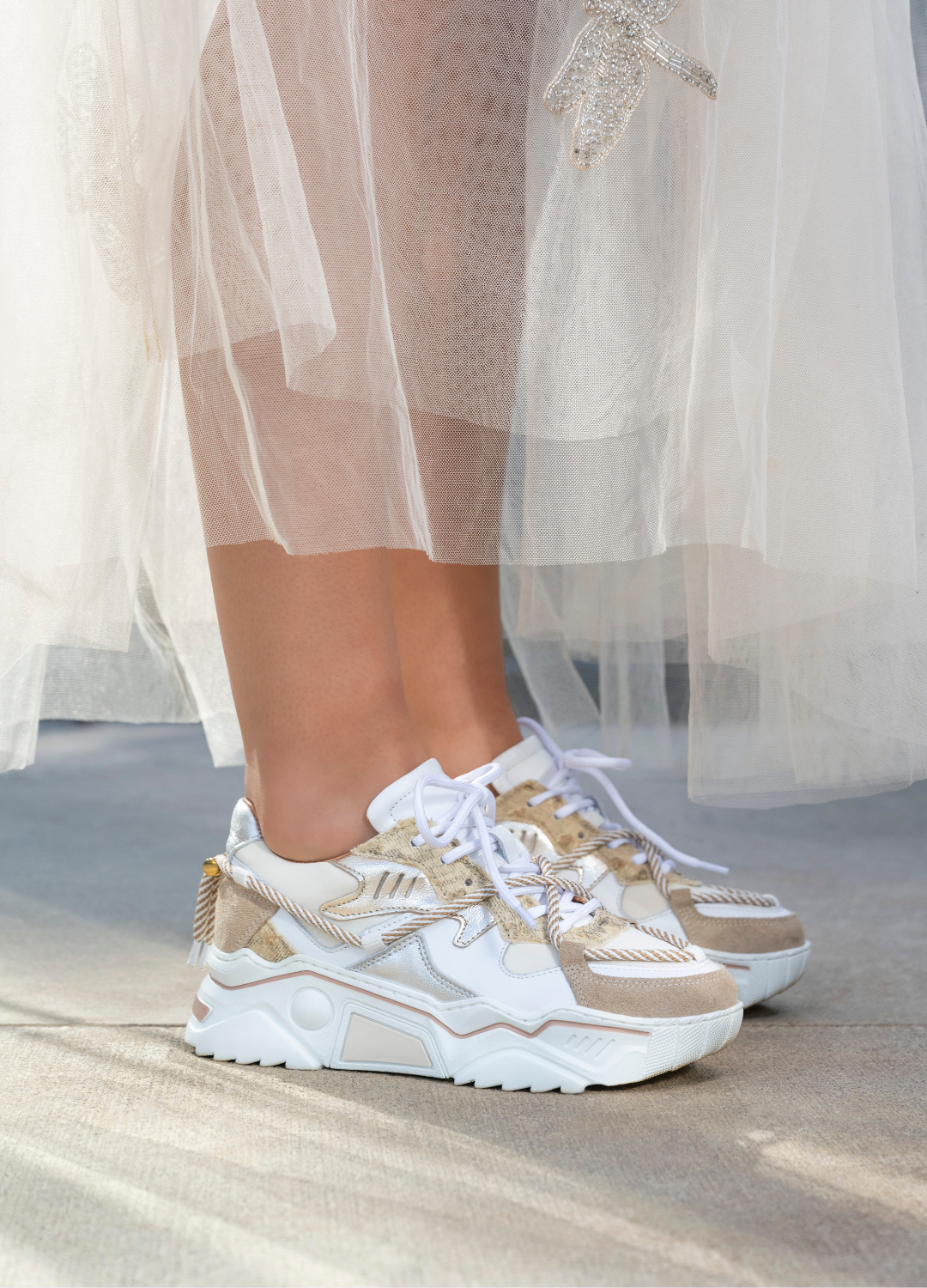 dwrs JUPITER snake Sneakers Sand Champagne Gratis verzending