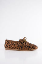 DWRS Label LATTY leopard metallic mocassin dames bronze cognac met veters